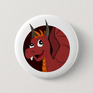 Red dragon cartoon 6 cm round badge