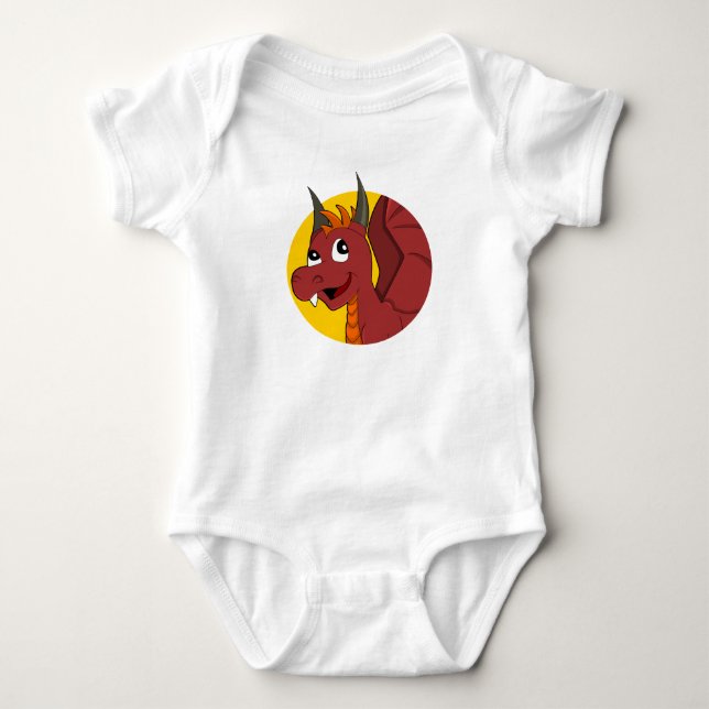 Red dragon cartoon baby bodysuit (Front)