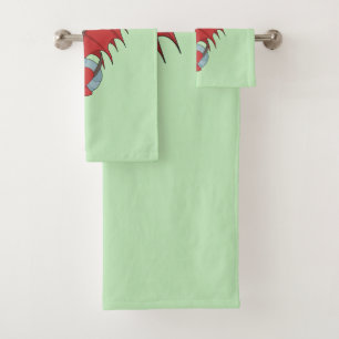 Red Dragon Cartoon  Bath Towel Set