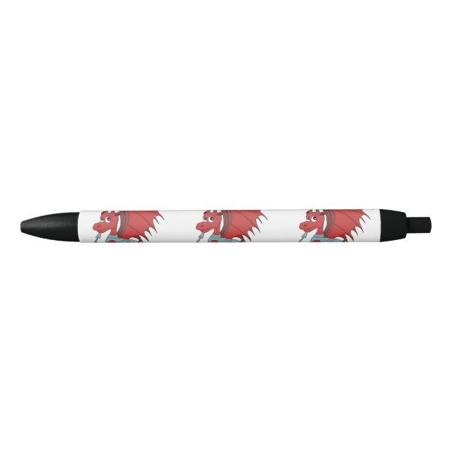 Red Dragon Cartoon  Black Ink Pen (Front)