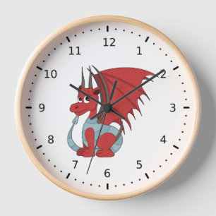 Red Dragon Cartoon  Clock