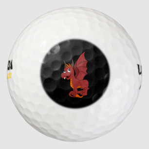 Red dragon cartoon golf balls