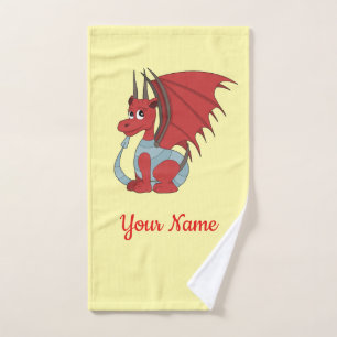 Red Dragon Cartoon  Hand Towel