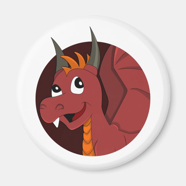 Red dragon cartoon magnet (Front)