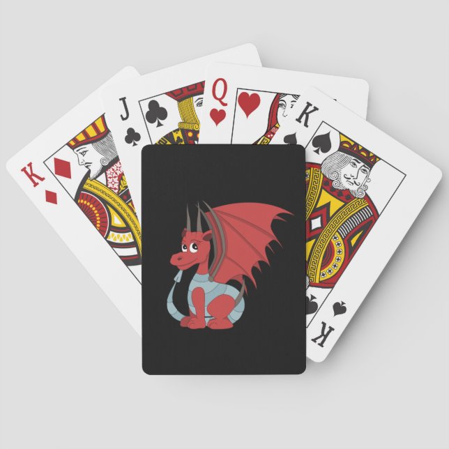 Red Dragon Cartoon  Playing Cards (Back)