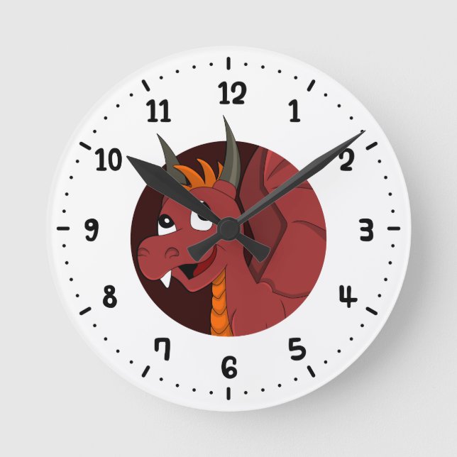 Red dragon cartoon round clock (Front)