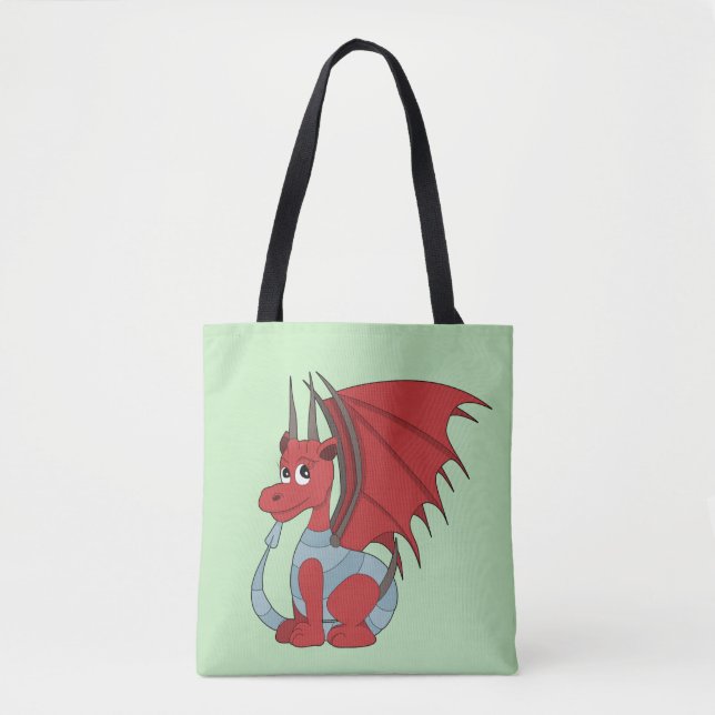 Red Dragon Cartoon  Tote Bag (Front)