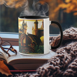 Red Dragon Castle Fantasy Mug