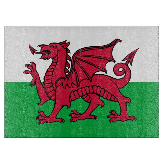 Red Dragon Celtic Flag of Wales & Welsh Cutting Board (Front)