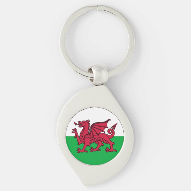 Red Dragon Celtic Flag of Wales & Welsh Key Ring (Front)