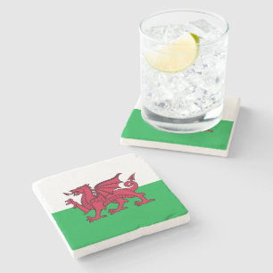 Red Dragon Celtic Flag of Wales & Welsh Stone Coaster
