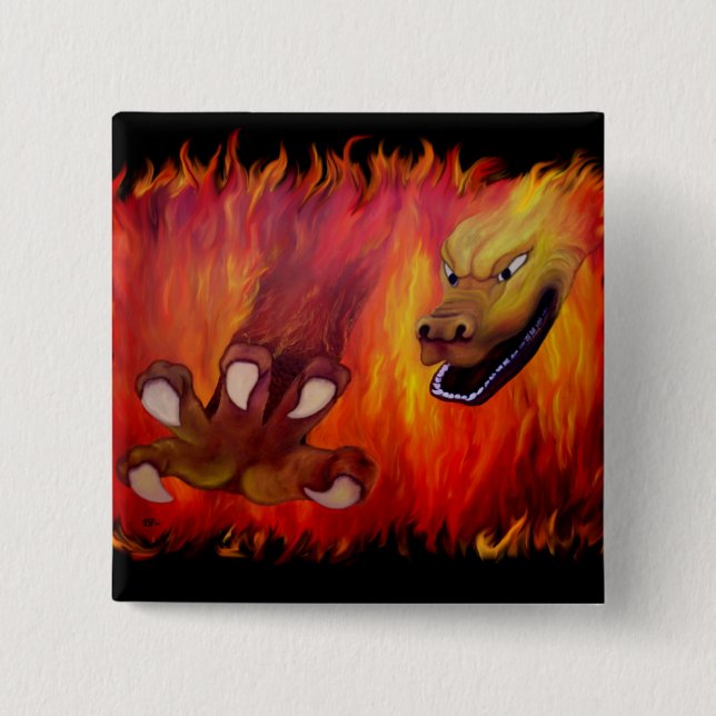 Red Dragon Claw 15 Cm Square Badge (Front)