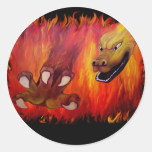 Red Dragon Claw Classic Round Sticker