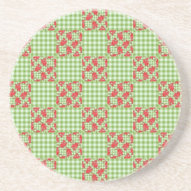 Red Dragon Coaster: Country-Style Faux-Patchwork Coaster (Front)