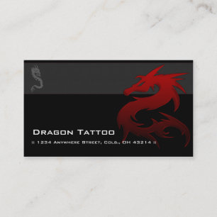 Red Dragon D1 Asian Tattoo Unique Business Cards