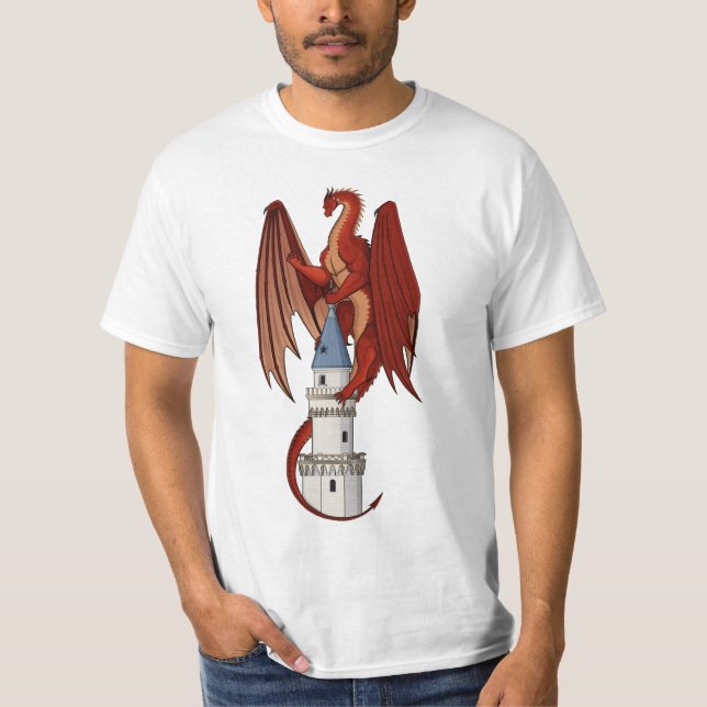 Red Dragon Design on a White T-Shirt (Front)