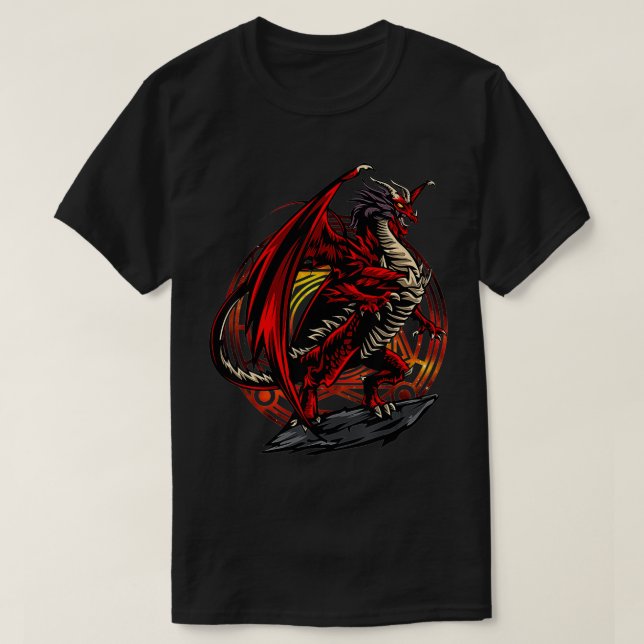 Red Dragon Fantasy Monster Tabletop Adventure D20  T-Shirt (Design Front)