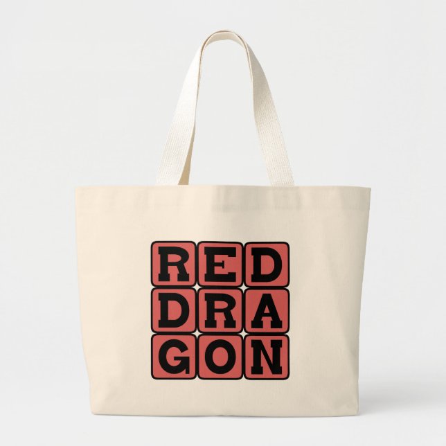 Red Dragon, Fire-Breathing Creature Large Tote Bag (Front)