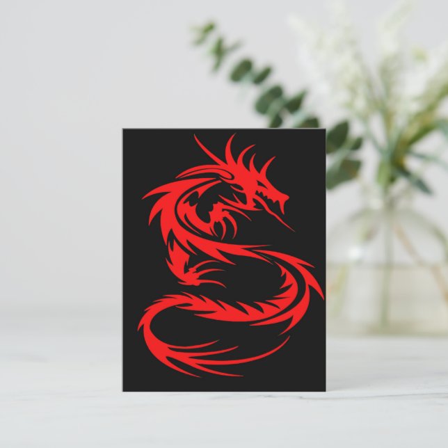Red Dragon Flat Greeting Card (Standing Front)