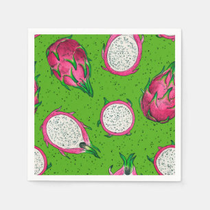 Red dragon fruit on green napkin