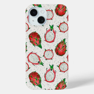 Red dragon fruit on off white iPhone 15 case