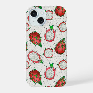 Red dragon fruit on off white iPhone 15 case