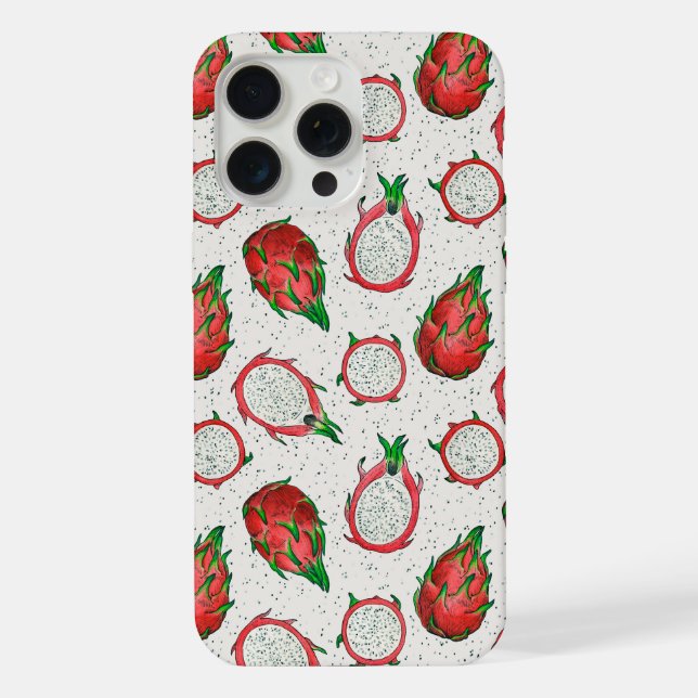 Red dragon fruit on off white iPhone case (Back)