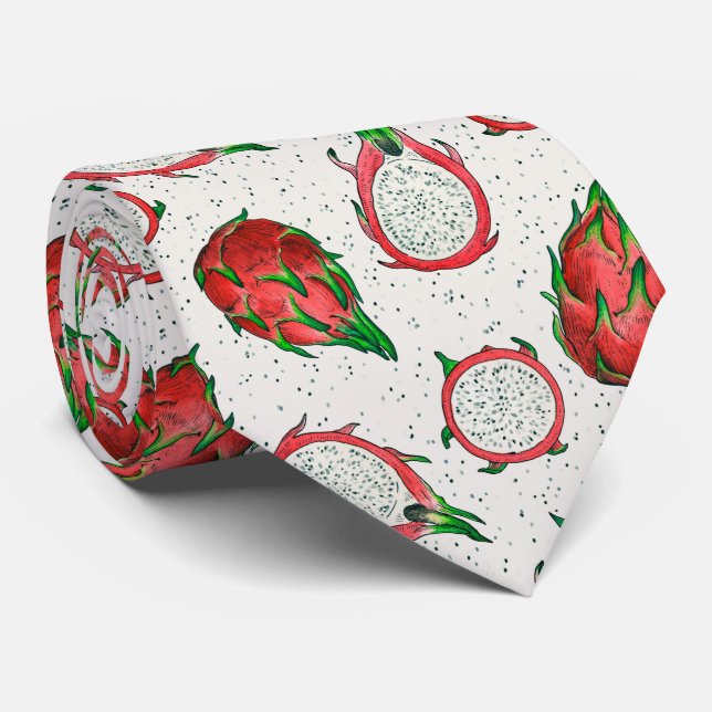 Red dragon fruit on off white tie (Rolled)