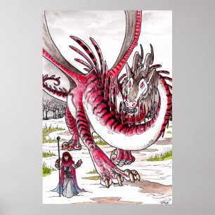 Red Dragon in Thawing Snow Poster