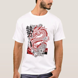 Red Dragon Japanese Style Graphic T-Shirt Edgy Ani