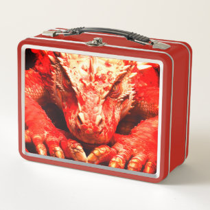 Red Dragon Metal Lunch Box