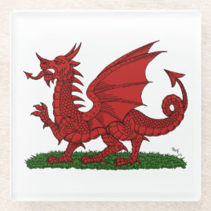 Red Dragon of Wales Glass Coaster