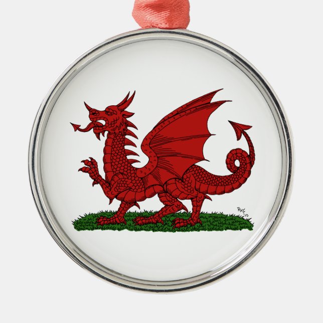 Red Dragon of Wales Metal Tree Decoration (Front)