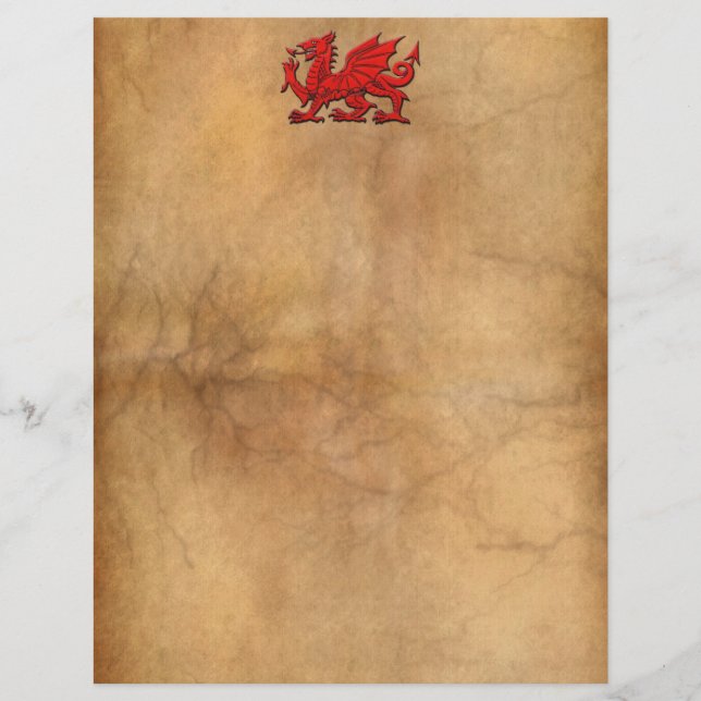 Red Dragon of Wales on Aged Parchment effect (Front)
