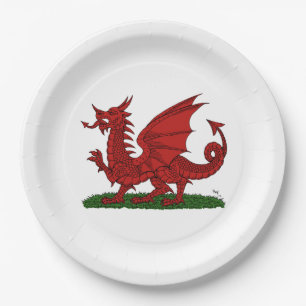 Red Dragon of Wales Paper Plate