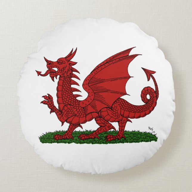 Red Dragon of Wales Round Cushion (Front)