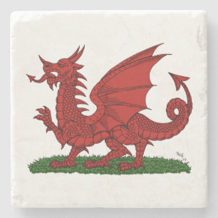 Red Dragon of Wales Stone Coaster
