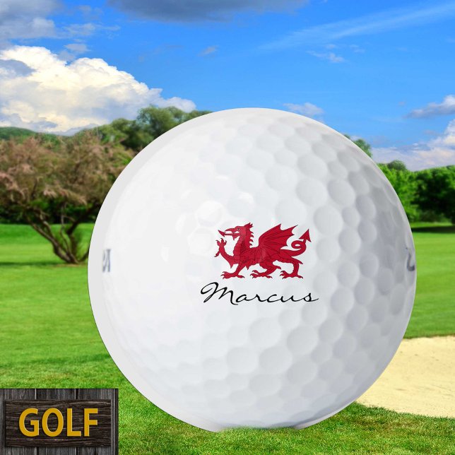 Red Dragon of Wales, Welsh flag, Monogrammed Golf Balls (Creator Uploaded)