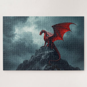 Red Dragon On Cliff Jigsaw Puzzle