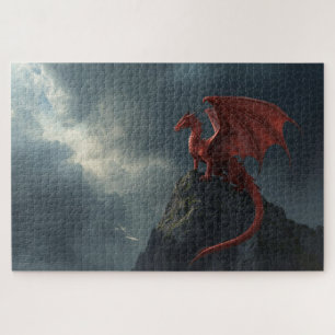 Red Dragon On Cliff Jigsaw Puzzle
