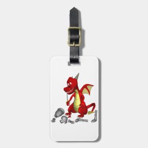 Red Dragon picking Knight out of Teeth Luggage Tag