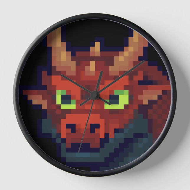 Red Dragon, pixel art Clock (Front)