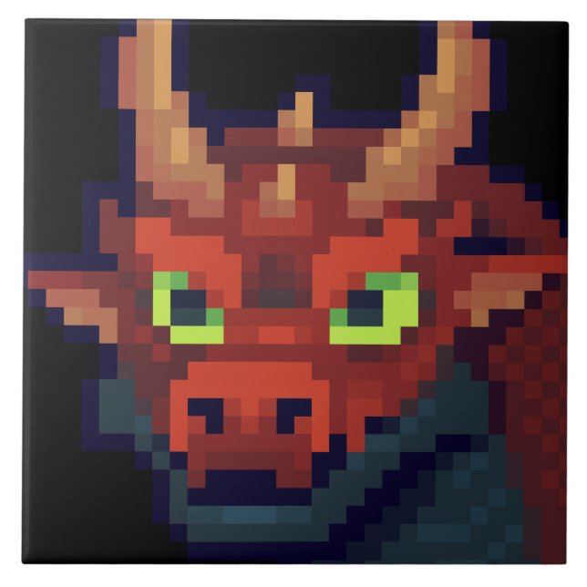 Red Dragon pixel art Tile (Front)