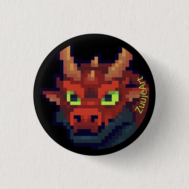 Red Dragon. Pixelart pixel art 3 Cm Round Badge (Front)