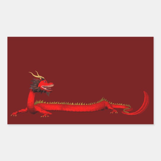 Red Dragon Rectangular Sticker (Front)