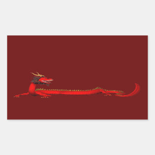 Red Dragon Rectangular Sticker