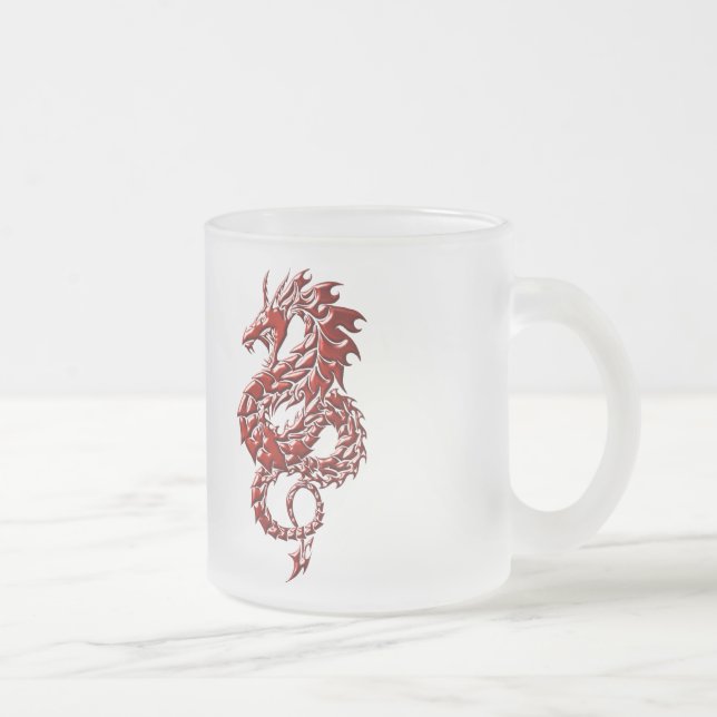 Red Dragon Rising 10 oz Frosted Glass Mug (Right)