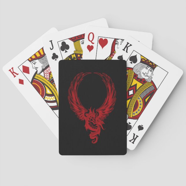 Red dragon Ryuu Playing Cards (Back)