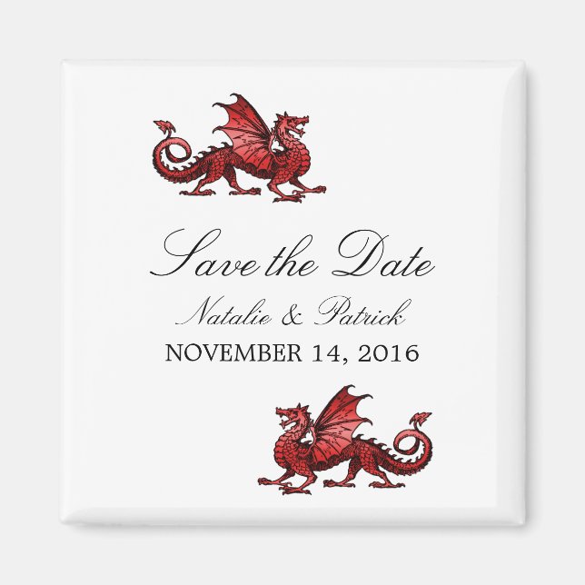 Red Dragon Save the Date Magnet (Front)