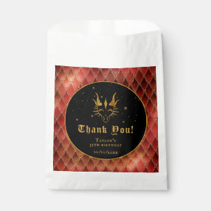Red Dragon Scales Gold Birthday Thank You Favour Bags